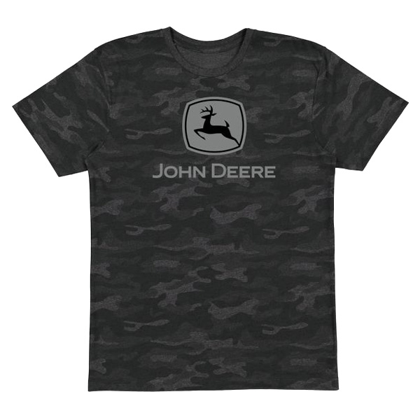 T-shirt noir motif camouflage John Deere
