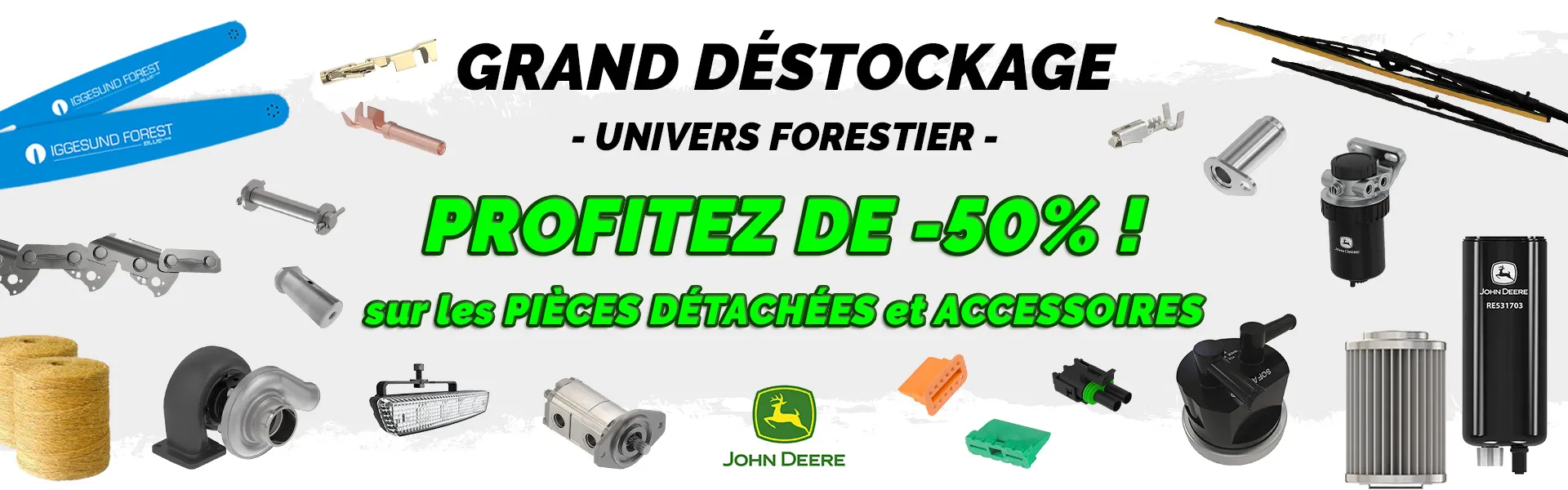 Grand déstockage sur pièces et accessoires pour engins forestiers avec PAYANT
