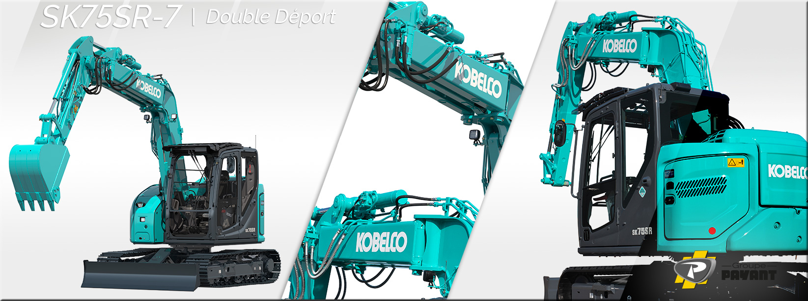 Images Midi pelle Kobelco SK75SR-7 Double Déport - Groupe Payant