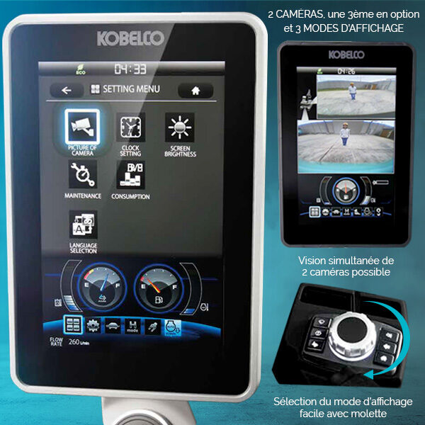 Écran, caméras et modes d'affichage de la SK130LC Kobelco