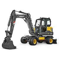 Volvo-pelle-compacte-EW60E Pelle compacte EW60E Volvo avec flèche articulée