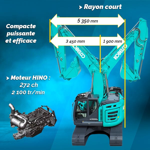 Pelle sur chenilles SK380SRLC Kobelco : Compacte et efficace