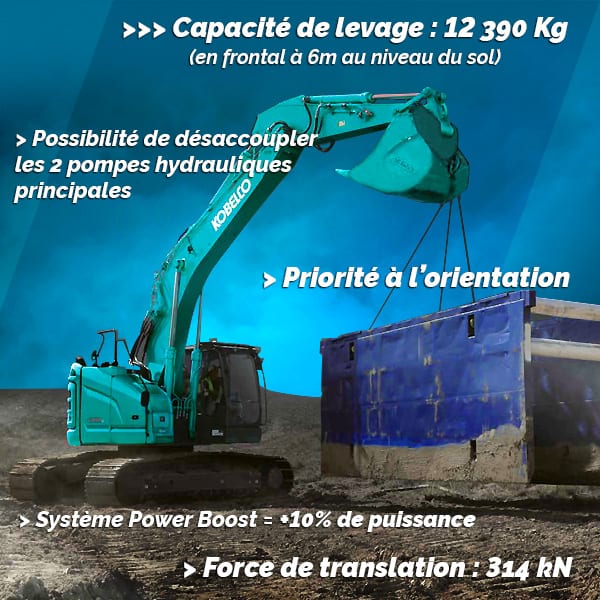 sk380srlc-puissante-et-agile Pelle sur chenilles SK380SRLC Kobelco : Puissante et agile