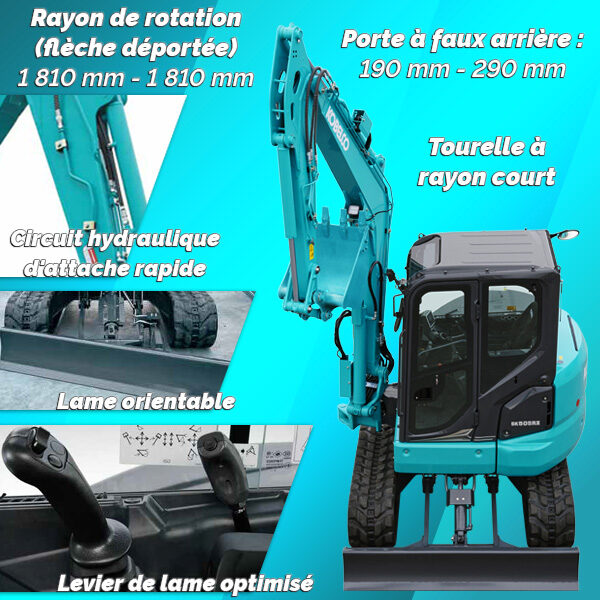 Mini pelle sur chenilles SK58SRX-7 Kobelco : compacte et polyvalente