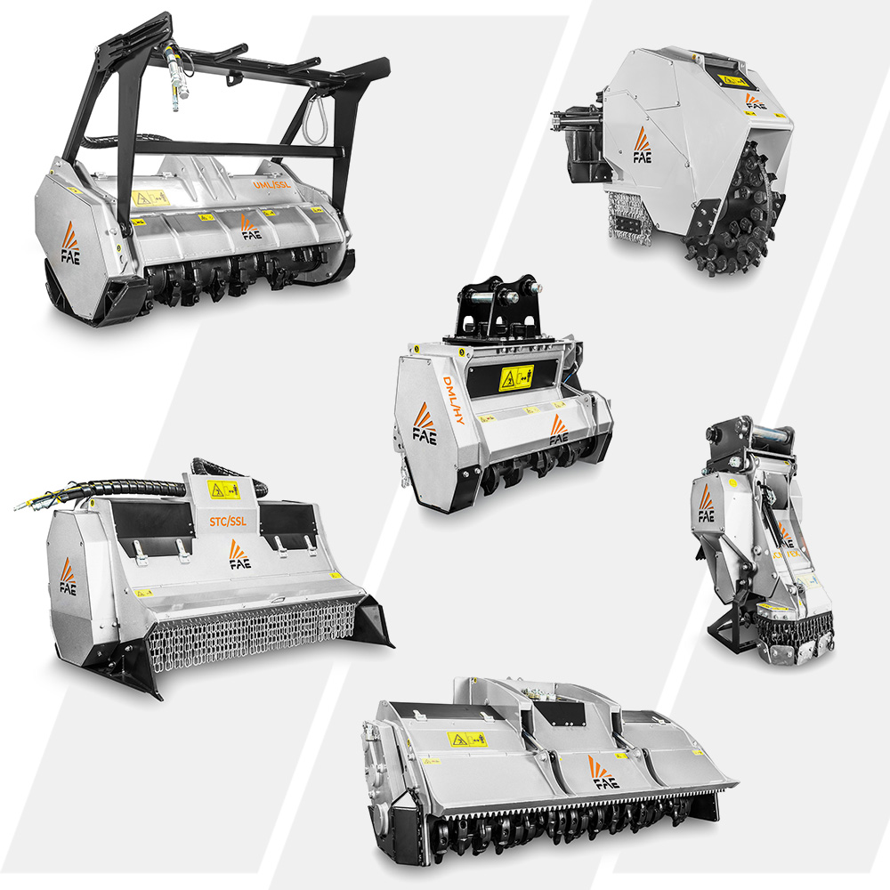 Broyeurs à transmission hydraulique FAE pour pelles, chargeuses et engins spéciaux