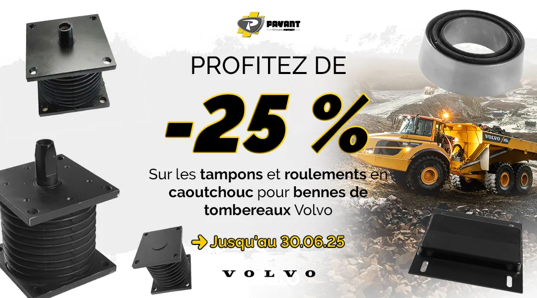 Promotion sur les tampons et roulements en caoutchouc pour bennes de tombereaux Volvo avec PAYANT
