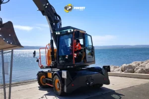 Démo pelle sur pneus EWR150 Volvo - Chantier TERÉLIAN