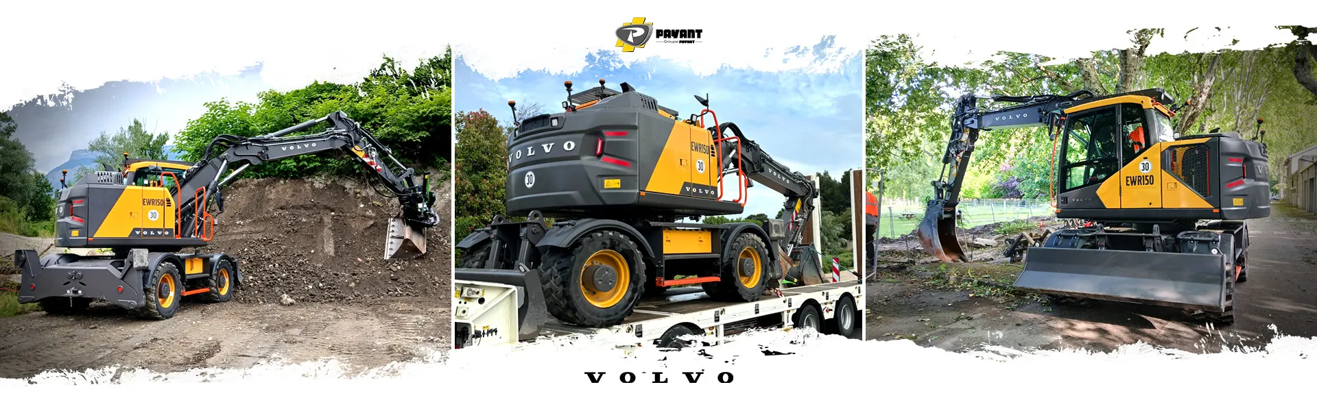 Essais de la nouvelle pelle sur pneus EWR150 Volvo