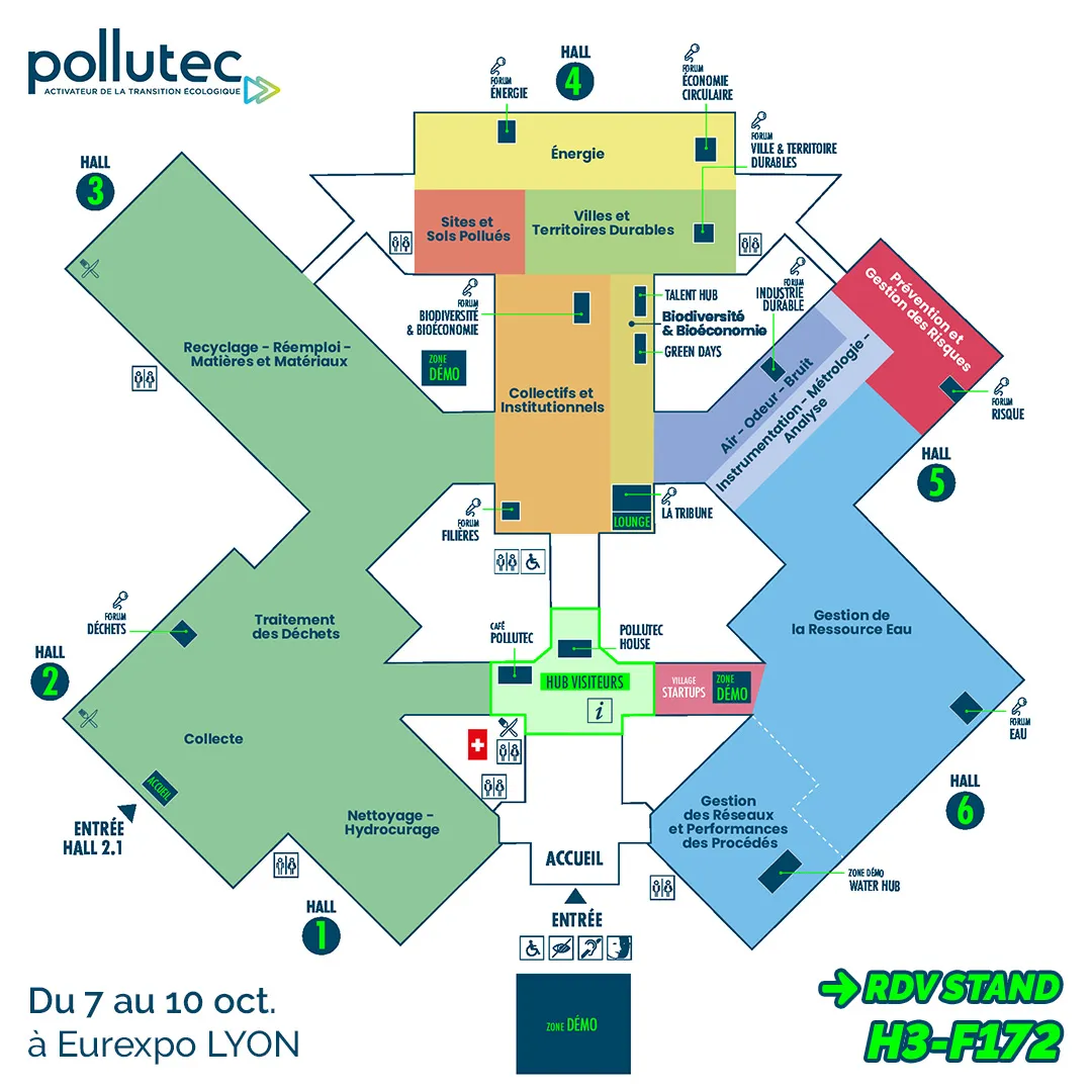 Plan du salon Pollutec 2025 à Eurexpo Lyon